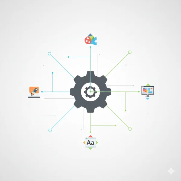 Representação conceitual de estratégia de marca: uma base sólida e estruturada em primeiro plano servindo de alicerce para elementos artísticos e cores fluidas ao fundo.